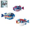 Boho Home Wall Sculptures 3Pcs Wooden Fish Art, Nautical Hanging Ornaments, Rustic Ocean Style 3D Layered Wood Carving Sculpture, Coastal Decorations