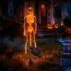 Halloween Party Decoration 3D Skeleton Solar Garden Lamp, Spooky Human Pathway Glowing Lawn Ornaments for Parties Lights, Waterproof Resin Outdoor
