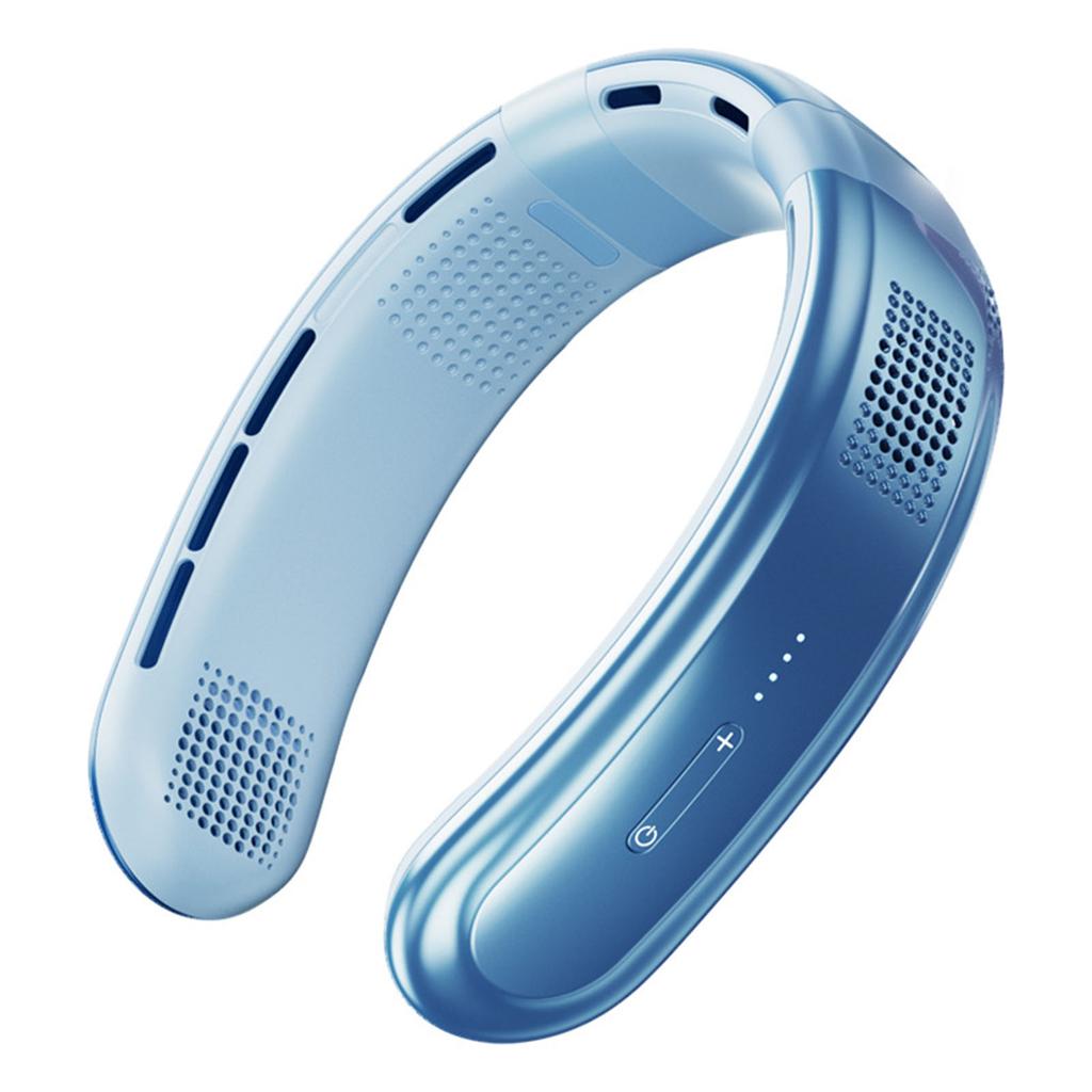 Вентилятор на шею USB Перезаряжаемый Тихий Пять Ядер Десять Раз Холодный Ветер Регулируемый Нашейный Носимый Вентилятор для Улицы Синий