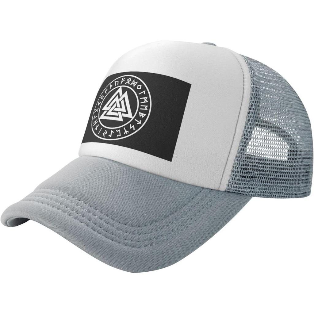 Viking Norse Mythology Rune Trucker Hat Breathable Mesh Snapback Cap for Unisex Women Casual Outdoor