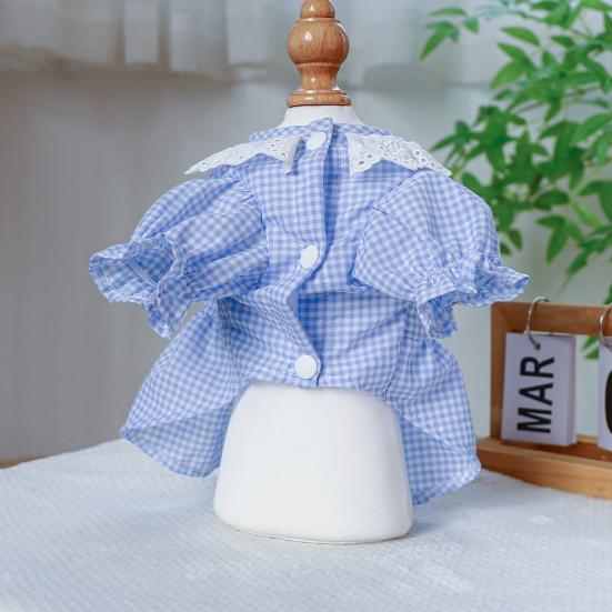 Платье для собак, мягкое, удобное, с круглым вырезом, очаровательное летнее клетчатое платье для домашних животных, собак, кошек, товары для домашних животных