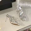 Fashion French Sandals, Women'S Thin Heels, 2025 New Summer Chic Fashion, Elegant Butterfly With Skirt And High Heels