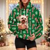 Women's Stylish Christmas Print Hoodie with Pet Pocket, Casual Holiday Pullover for Winter Wear