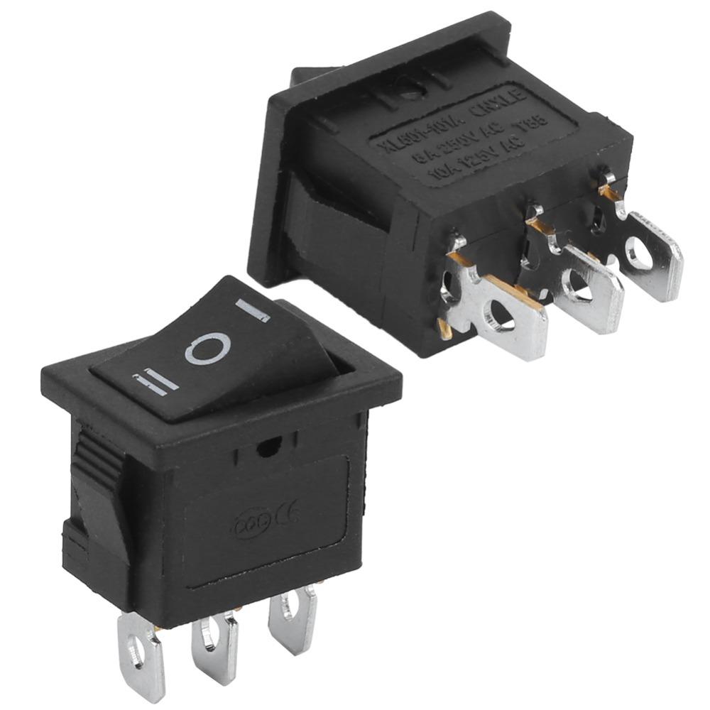 10 шт. KCD1 Лодочный кулисный переключатель 3 контакта 3 положения Тумблер ВКЛ-ВЫКЛ-ВКЛ Мини-кулисный переключатель Автоматический тумблер