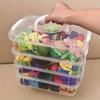Extra Large 4-Tier Stackable Storage Box with Lid Clear Plastic Organizer Toy Building Block Storage Box Classification Box