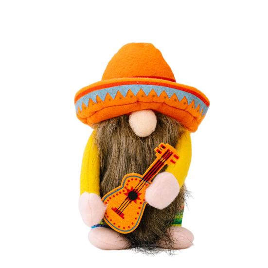 Thanksgiving Festival Doll Hold Plush Doll Faceless Dwarf Gnomes A Guitar Plush Toy Mexico Carnival Party Gnomes