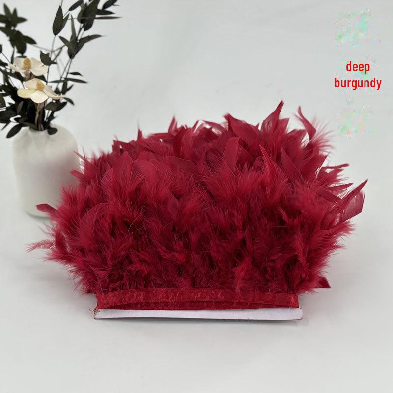 Red Lace Net Turkey Feather Strips for DIY Handmade Wedding Dance Costumes and Decorations