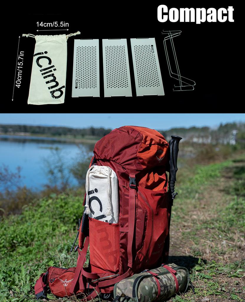 iClimb Outdoor Table, Ultra Lightweight Folding Table, 23 Top Boards, Aluminum Camping Table, Roll Table, Load Capacity 30kg, Mini Table, BBQ,