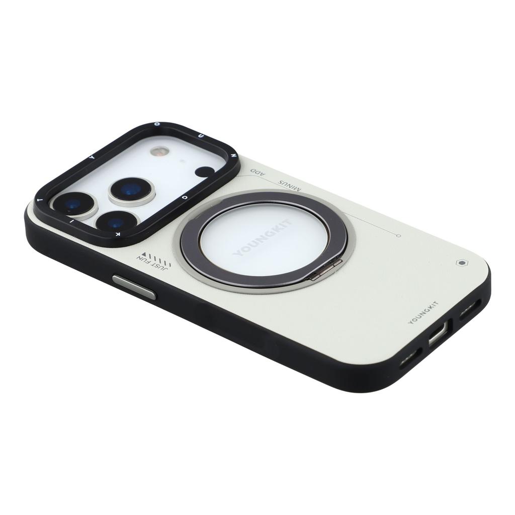 YOUNGKIT For iPhone 17 Pro Case Rotating Kickstand Shockproof TPU+PU Leather Phone Back Cover