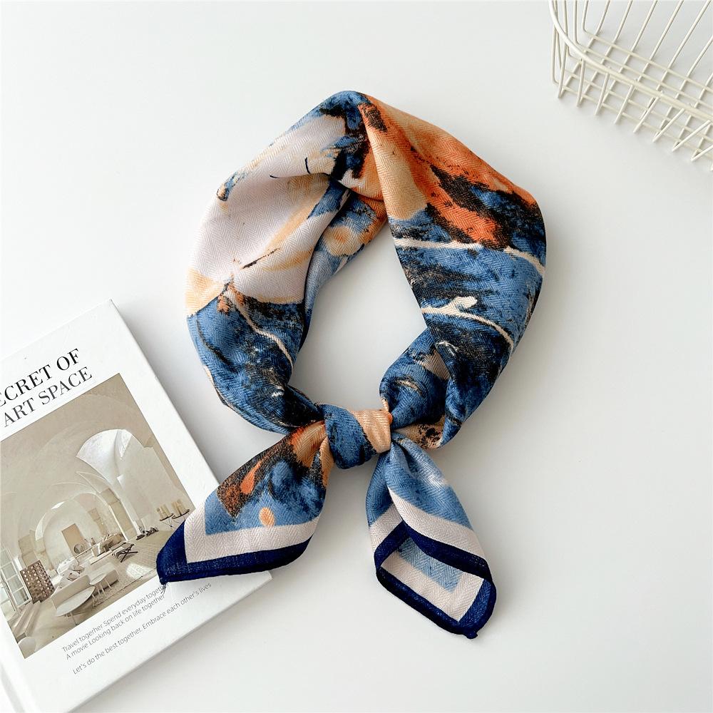 65 Fashion Style Cotton And Hemp Small Square Scarf For Women'S Professional Decoration Scarf Dual Use Shawl Outer Wear Spring And Autumn Scarf