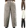 Women's Retro Artistic Solid Color Pants With Diamond  Pressure Thread Buckle Windproof And Warm Casual Cotton Pants