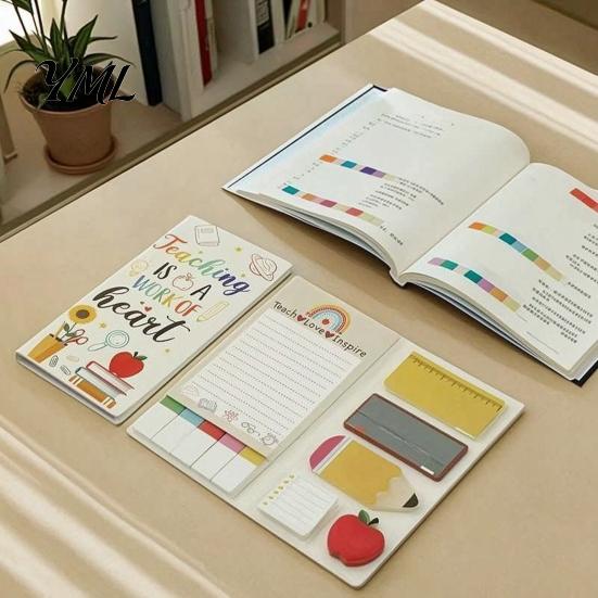 Special Shaped Sticky Notepads Teacher Themed Set, Campus Theme Smooth Thick Paper Notes, Office Message Pads for Desk Creative Index Stickers