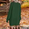 Женский пуловер-свитер с круглым вырезом, сохраняющий тепло, длинный рукав, средней длины, объемное вязаное платье-свитер для повседневной носки