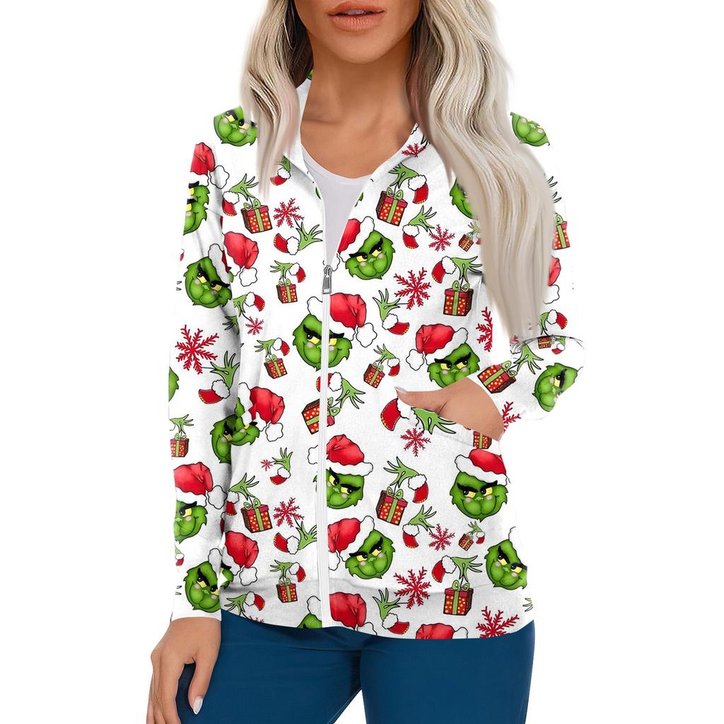 Women Long Sleeve Pattern Pocket Working Stand-up Collar Single-breasted Protective Overalls Cardigan Jacket Top