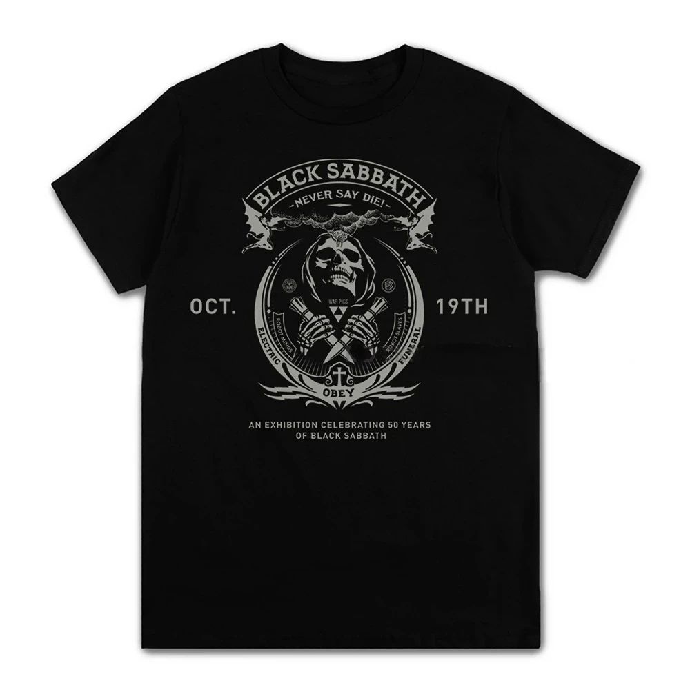Черная футболка с принтом рок-группы Black Sabbath Мужская Женская Черная Оверсайз С коротким рукавом Большого размера Футболка Унисекс Уличная одежда