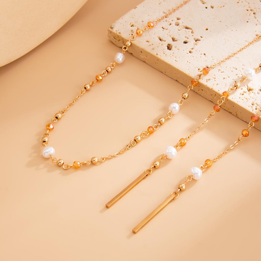 Ingemark Vintage Imitation Pearls Crystal Necklaces Women Trendy Elegant Gold Color Metal Sweater Long Chain New Year Jewellery
