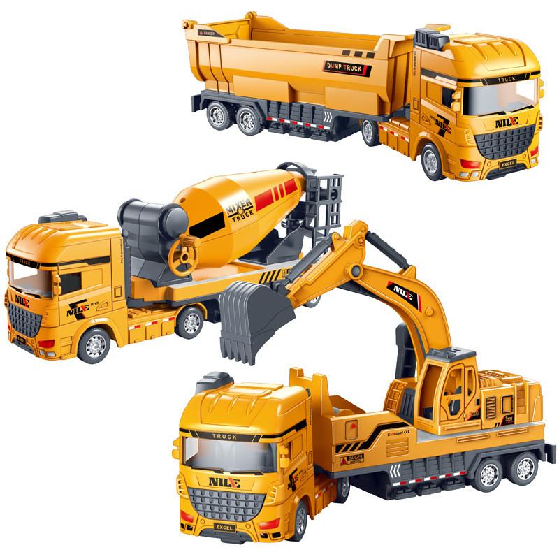 Excavator Simulation Mixer Truck Mounted Soil Truck Toy Model Can Rotate