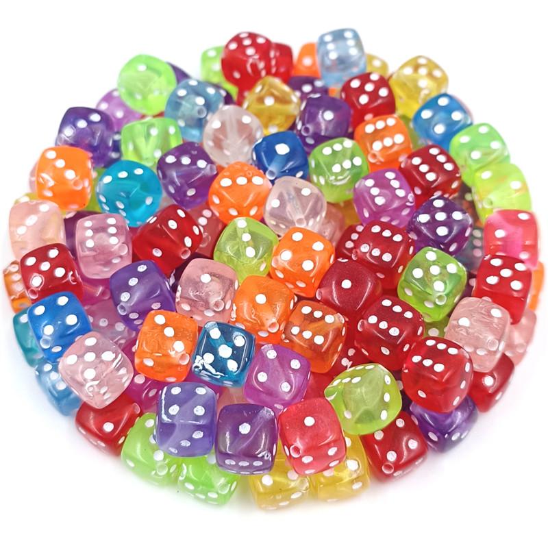 Квадратные бусины в форме кубиков, разноцветные точки для изготовления ювелирных изделий своими руками, подвески, акриловые бусины-разделители, 20 шт., 8 мм, браслет, ожерелье, аксессуары, бусины