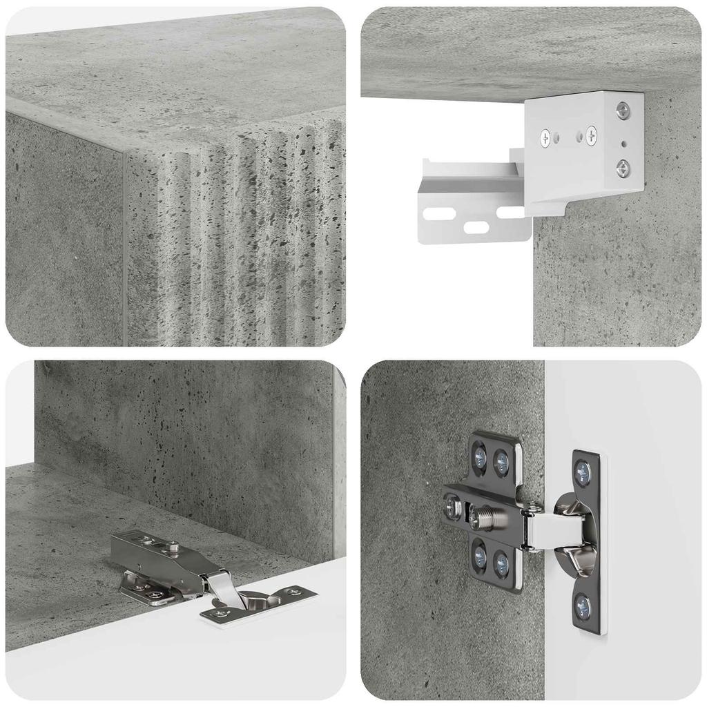Wall Mounted TV Cabinet Set 2 pcs Concrete Grey Particleboard