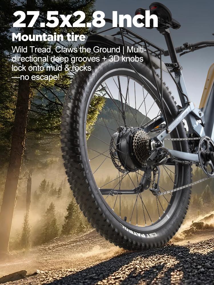 KIMDYMA K02 Adult Electric Bike 48V20AH1500W motor 27.5×2.8 inch fat tires, torque sensor all-terrain electric bicycle 9-speed
