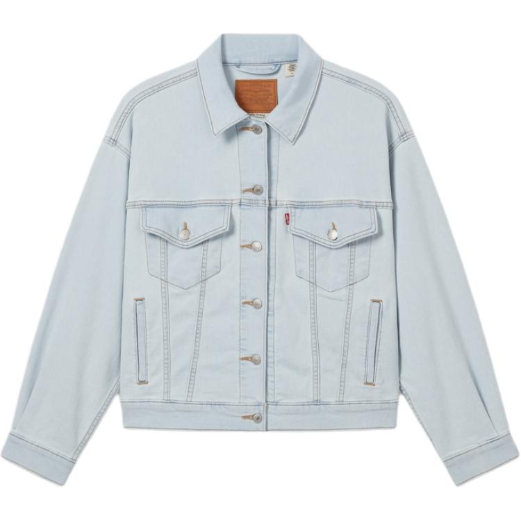 Свободная мягкая удобная повседневная джинсовая куртка Levis с воротником, длинный рукав, женские куртки, светло-голубая A1743-0146