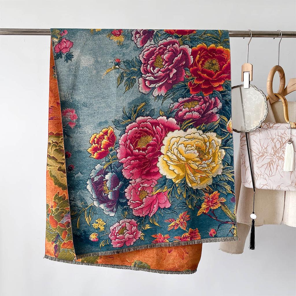 Warm Cashmere Scarf Women Shawl Floral Print New Wraps Luxury Thick Blanket Winter Bufanda Pashmina Female Travel Poncho Stoles
