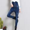 Autumn Winter Fashion Women Simple StretchCotton Casual Jeans Women High Waist High Street Silm Jeans Washed Pencil Denim Pants