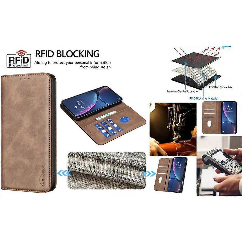 Flip Case for Honor 600 RFID Blocking Shockproof Magnetic Wallet Case with Kickstand and Card Slots Compatible with Honor 600