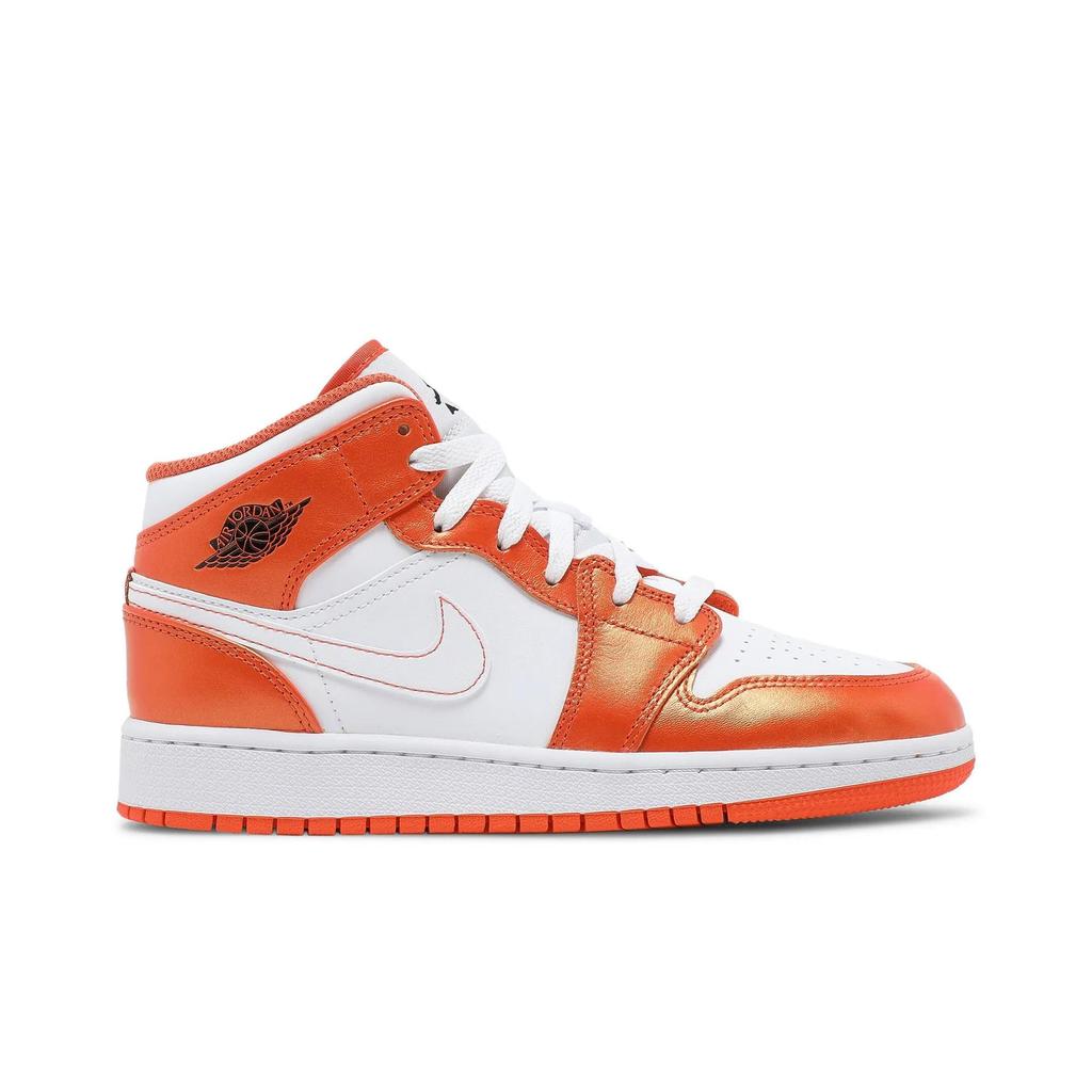 Air Jordan 1 Mid SE Grade School 'Electro Orange' (Unisex) Electro Orange / Black / White Kids' Basketball Shoes DM4228 800