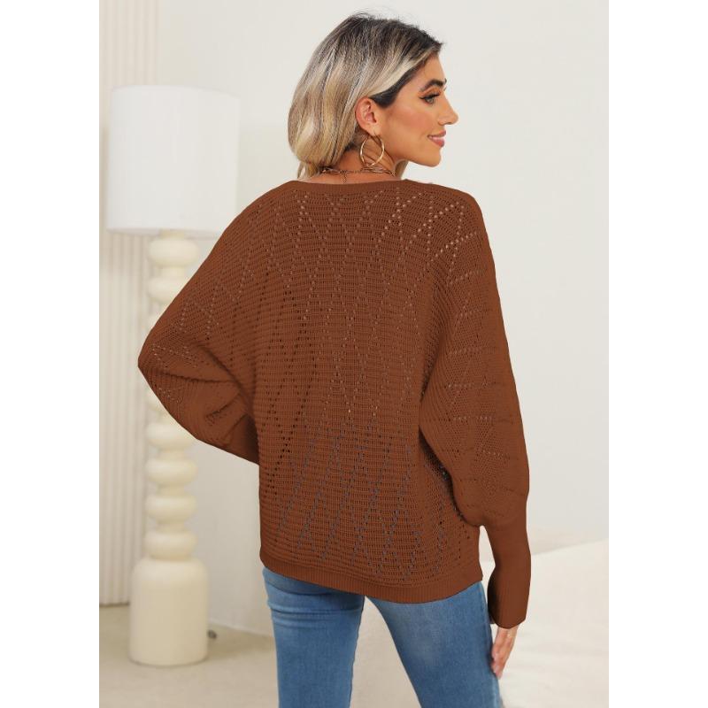 Женский свитер осень/зима с вырезом, кружевом и V-образным вырезом в стиле пэчворк с рукавами летучая мышь