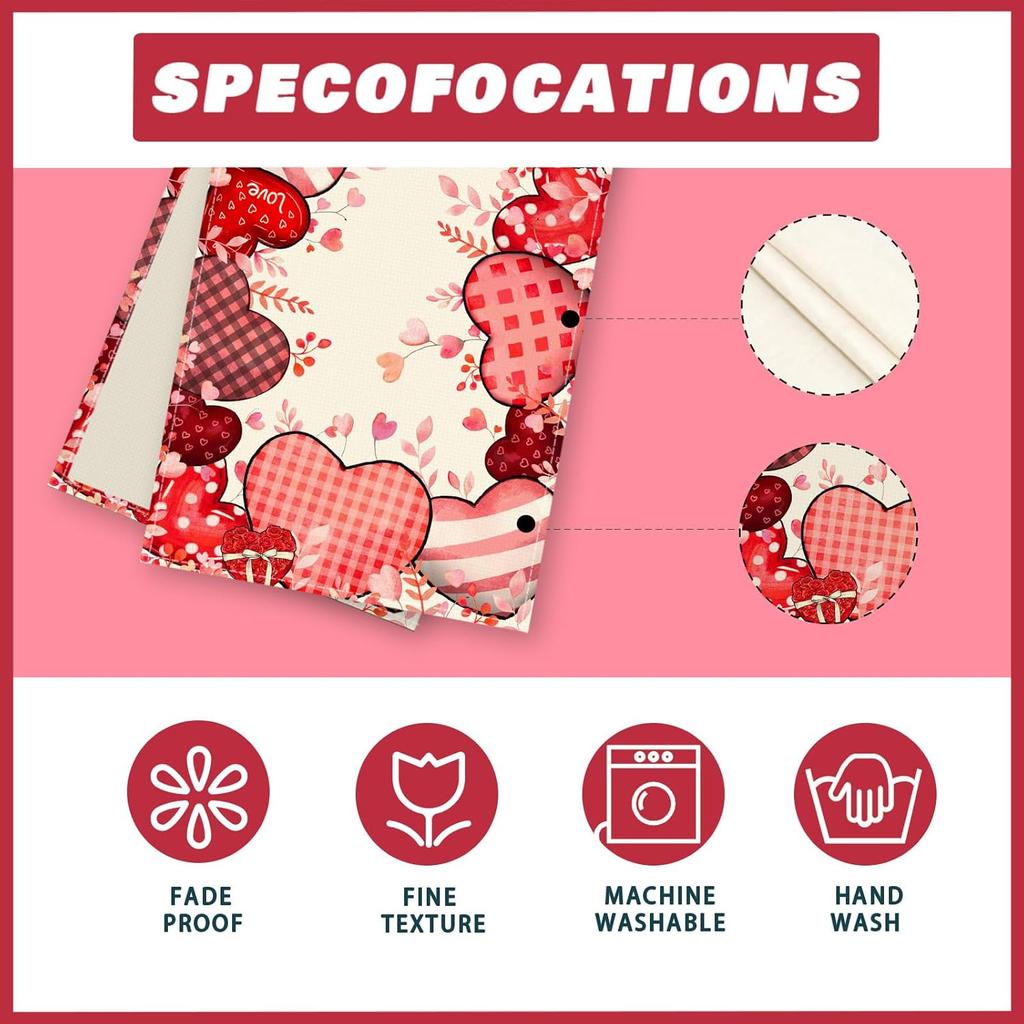 XCHI Love Hearts Valentine's Day Table Runner Table Decoration for Party Home Kitchen Dining Holiday Decor 13x72 Inch