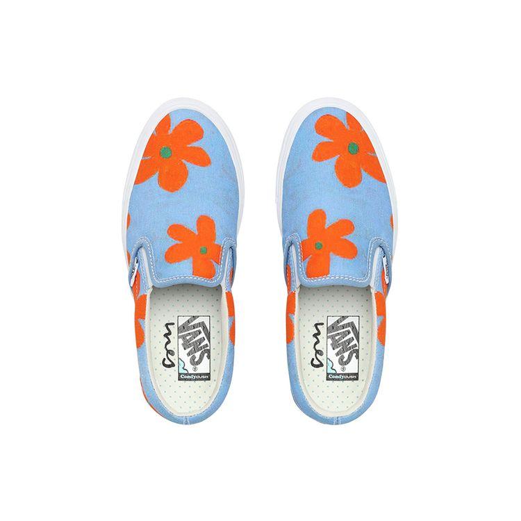 Vans Ines Longevial X Слипоны Comfycush Оранжевый Цветочный Узор Низкие Кеды для Скейтбординга Женские Кроссовки Синие VN0A3WMDSXJ