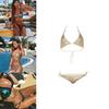 Sexy Glitter Halter Bikini Set With Sequins And Low Waist Design For Women