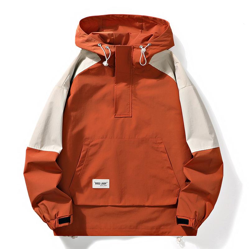 Customized Processing LOGO Trendy Fashion Hooded Patchwork Jacket Outerwear Trendy Brand