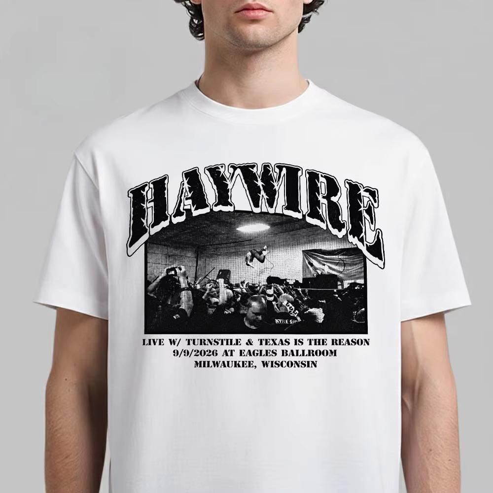 HAYWIRE Live Concert Vintage T-Shirt Hardcore Band Tour Photo Graphic T-Shirt Y2K Men Women Retro Vintage Oversized T Shirt