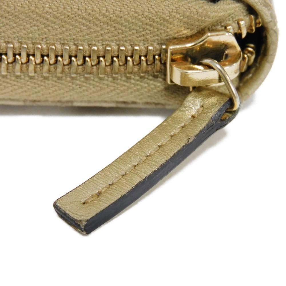 Used Guccissima Ribbon Zip-Around Wallet (9539) 388680 7940 Zip Around Micro GG Ribbon Champagne Gold Women's from