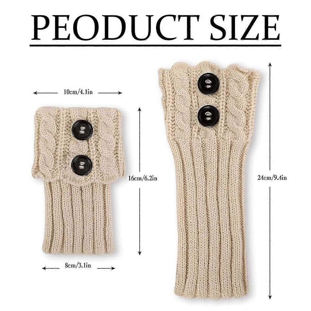 5 Pairs Winter Warm Boot Cuffs for Women, Crochet Knitted Boot Socks