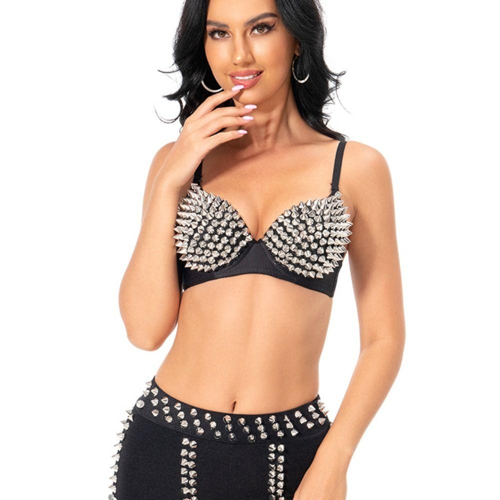 Панк Y2k Клепаный бюстгальтер Ударопрочное нижнее белье для женщин Интимные вещи Бюстгальтер пуш-ап Лето