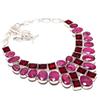 Kashmiri Ruby, Garnet Faceted Stones 925 Sterling Silver Plated Silver Handmade Girls Gift Jewelry Beautiful Necklace 16-18"