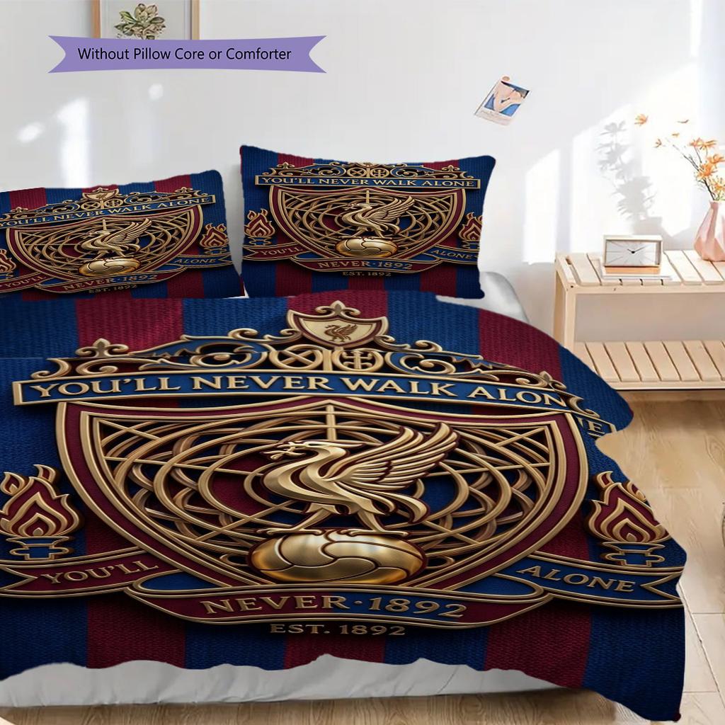 Unity Legacy Football Three-piece set (1 * duvet cover + 2 * pillowcase, without core) 2DFlat Bedding set Christmas birthday gift Soft and comfortable