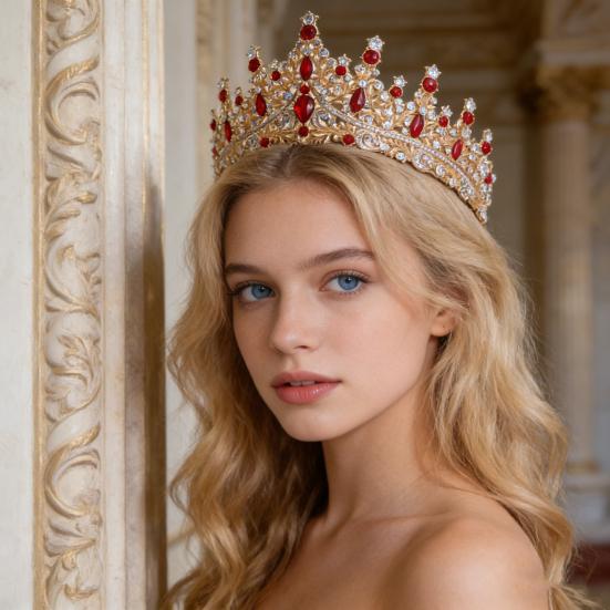 Женская Корона Искрящиеся Стразы Инкрустированная Свадебная Диадема Надежная Фиксация Легкая Корона Принцессы с Изогнутыми Концами Шпильки Аксессуары для Волос