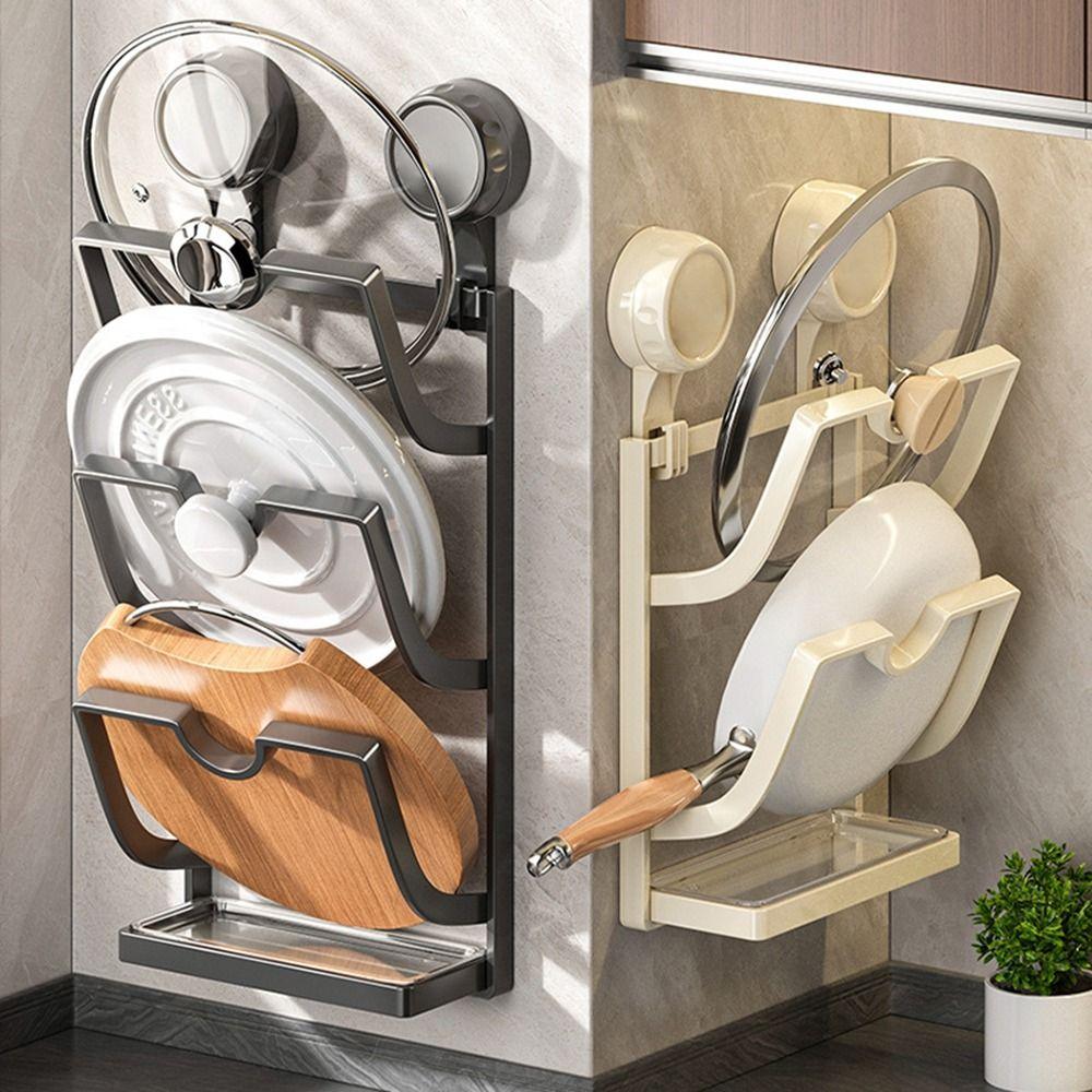 Настенная присоска для крышки кастрюли полка для хранения посуды из нержавеющей стали держатель для крышек кастрюль кухня