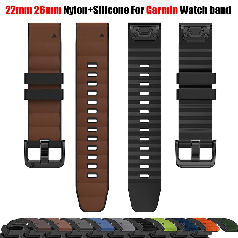 Ремешок QuickFit 22/26 мм для Garmin Epix Pro/fenix 8 7 7X Pro Кожаный Силиконовый Ремешок для Часов Forerunner 965 970 Enduro 3 Спортивный Браслет