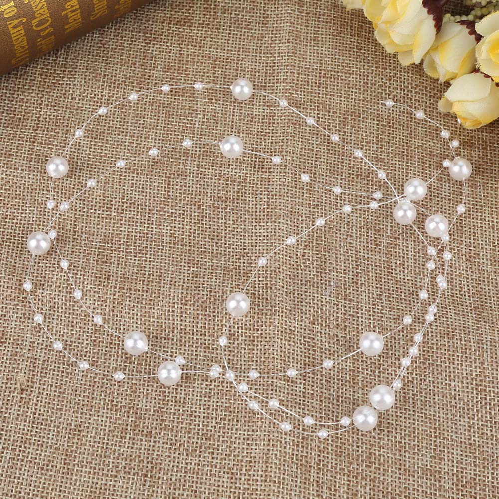 60m Roll Grinding Pearl Wire Beads Garland String DIY Wedding Decoration 3mm+8mm(white)