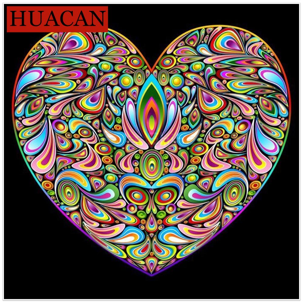 huacan 5D DIY Алмазная картина Полное круглое сердце Алмазная вышивка Полный дисплей Изображения Стразы