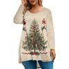 Женская мода большого размера с круглым вырезом и длинным рукавом, повседневный свободный пуловер с рождественским принтом