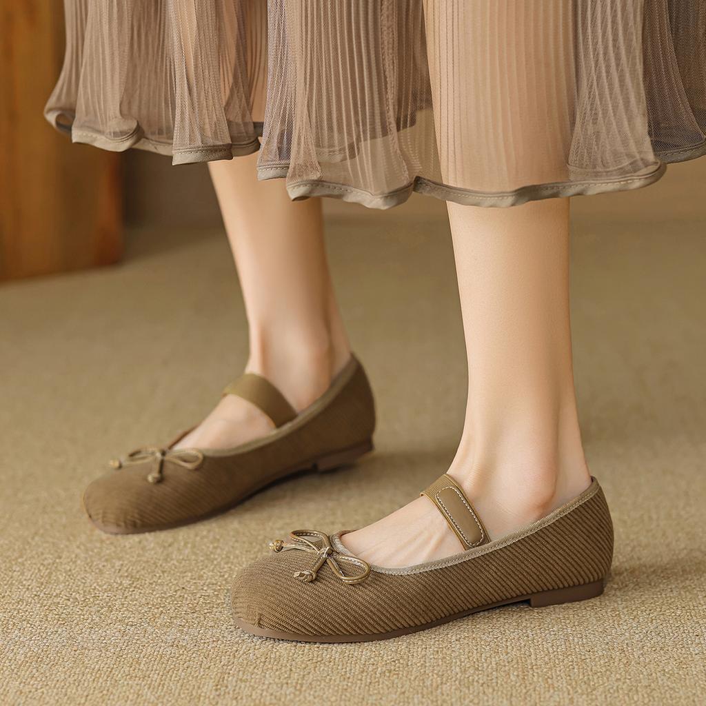 Weiwei Girl 222-2 балетки женские с круглым носком легкие с бантом одинарные туфли однотонные туфли Мэри Джейн с поясом