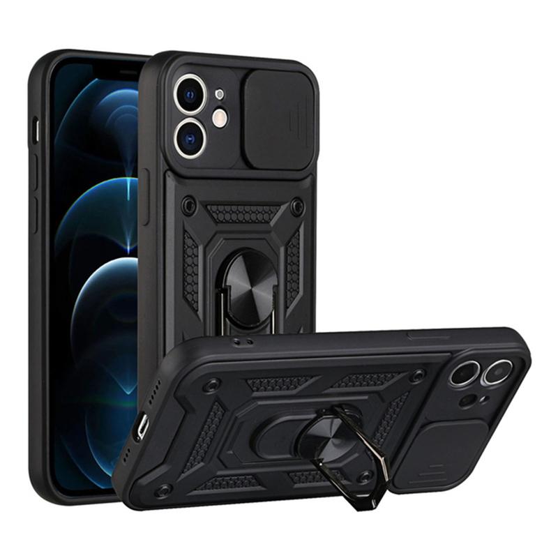 Чехол-бампер Armor Slide с защитой камеры для iPhone 13 12 11 Pro Max XR XS Max 6 7 8 Plus, с подставкой-кольцом, противоударный