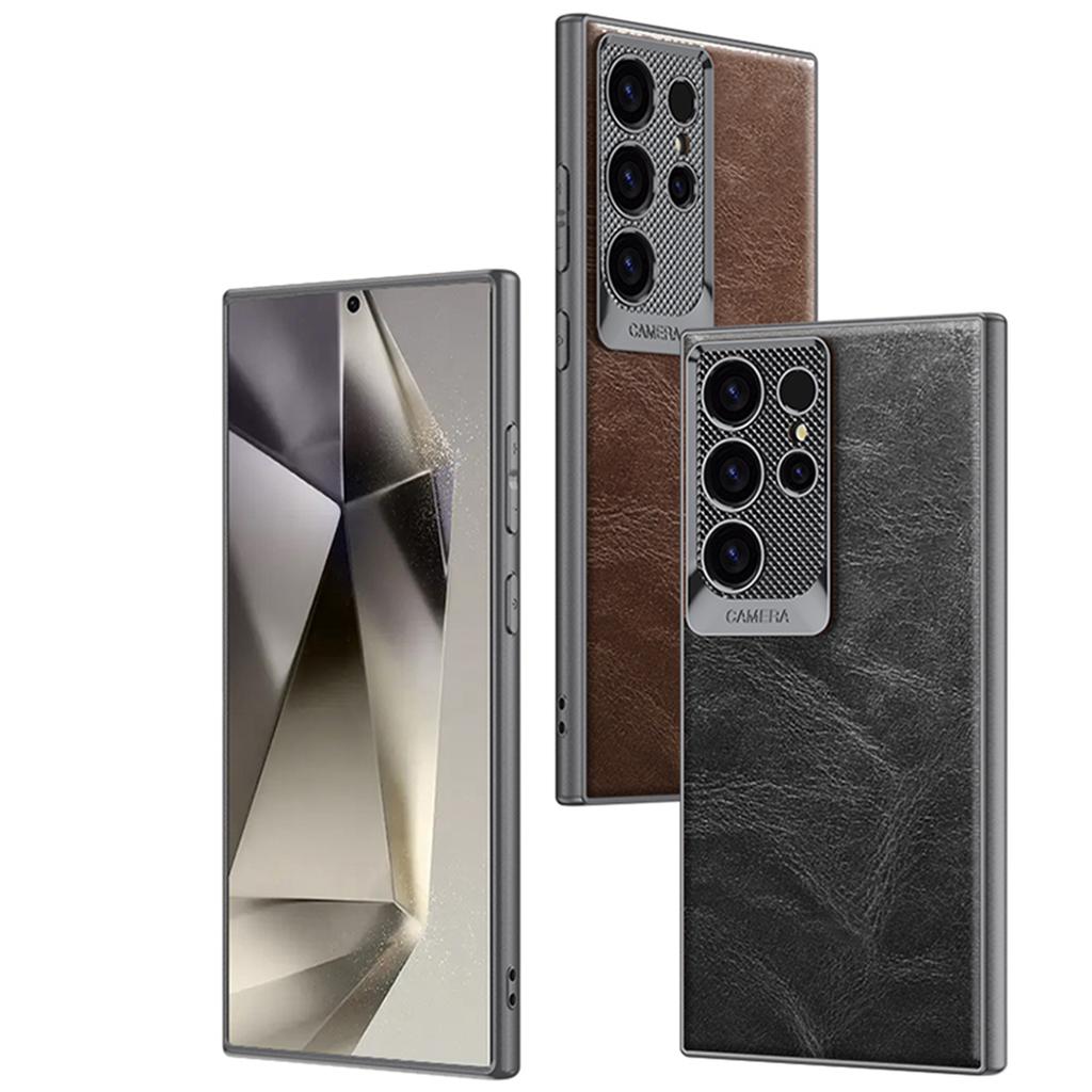 For Samsung Galaxy S24 Ultra Case Waxy PU+TPU+PC Phone Back Cover Dragon Scale Design