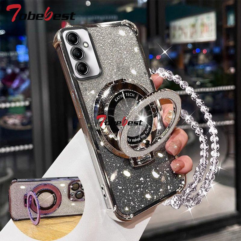 Противоударный кристальный браслет с гальваническим покрытием, чехол-подставка для телефона для Samsung Galaxy A16 A26 A36 A56 A06 A15 A25 A35 A55 A14 A24 A34 A54 5G